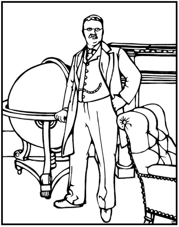 600x758 Theodore Roosevelt Coloring Page Purple Kitty Coloring Pages