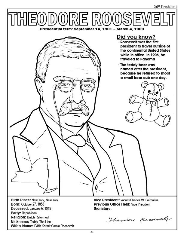 612x792 Theodore Roosevelt Coloring Page Coloring Books American