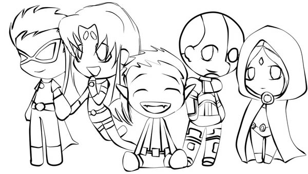 600x340 Chibi Teen Titans Coloring Pages