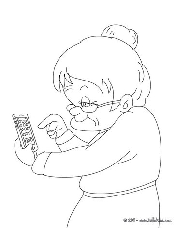 364x470 Grandma With A Cell Phone Coloring Pages