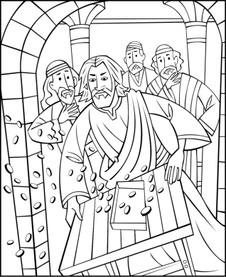 318x390 Jesus Clears The Temple Coloring Page Free Sunday School Coloring