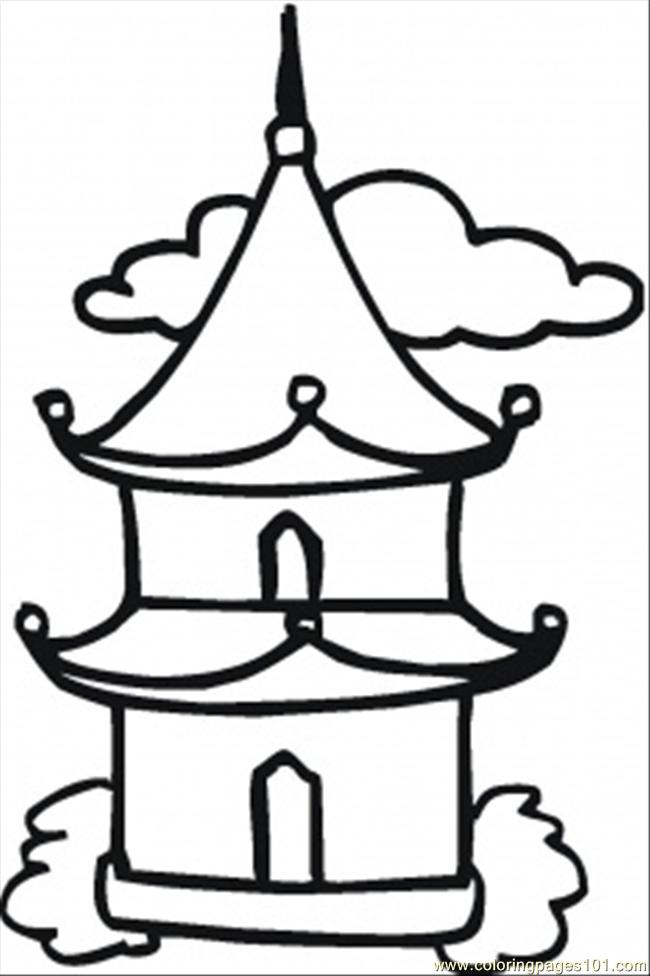 650x976 Little Buddhist Temple Coloring Page