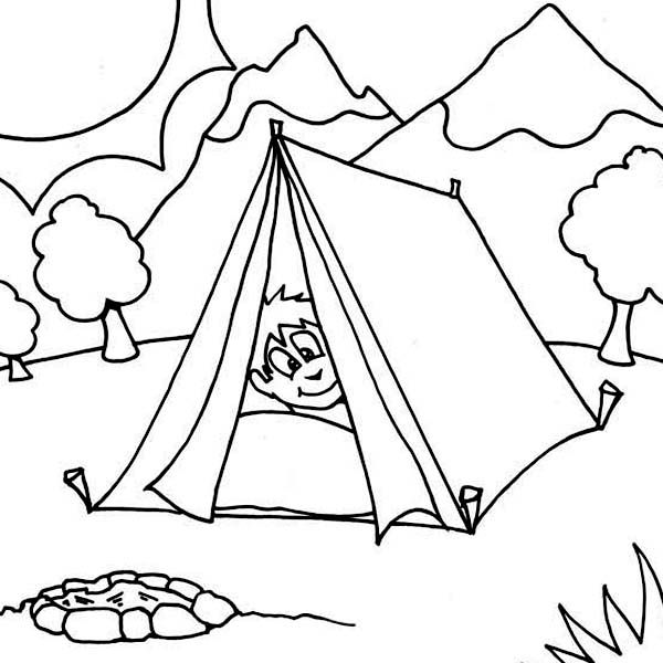 600x600 Boy Sleeping At Camping Tent Coloring Page On Tent Coloring Page