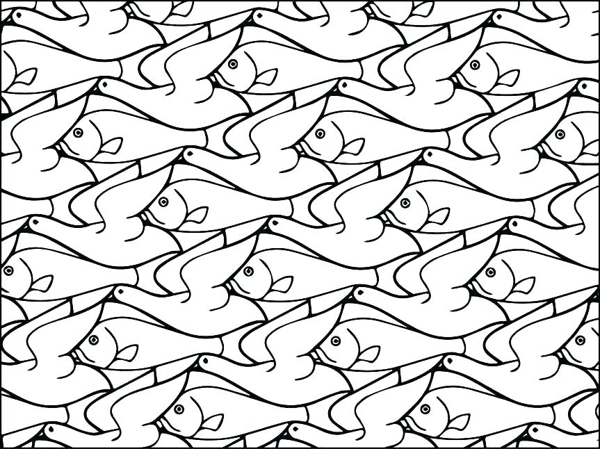 863x646 Animal Tessellation Coloring Pages