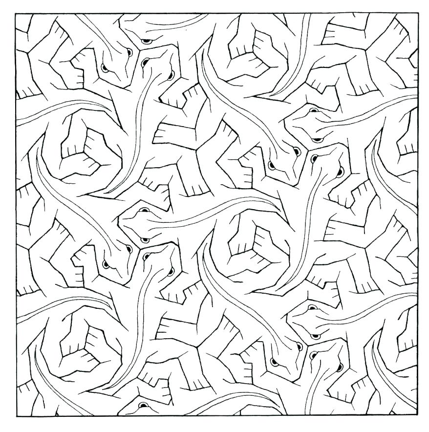 878x884 Tessellations Coloring Pages