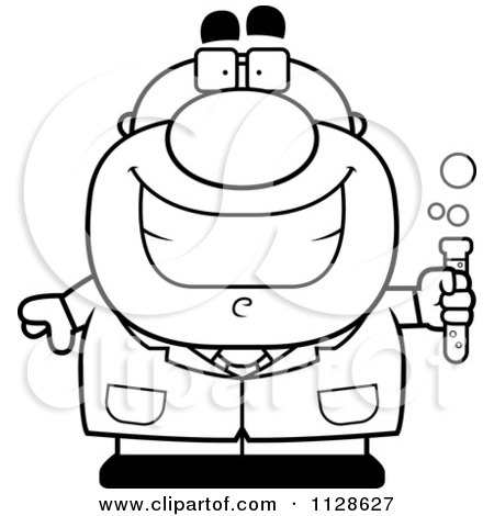 450x470 Cartoon Clipart Of A Black And White Happy Test Tube Character