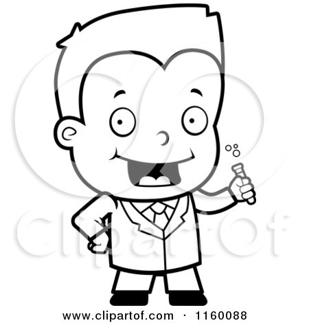 450x470 Cartoon Clipart Of A Black And White Science Boy Holding A Test