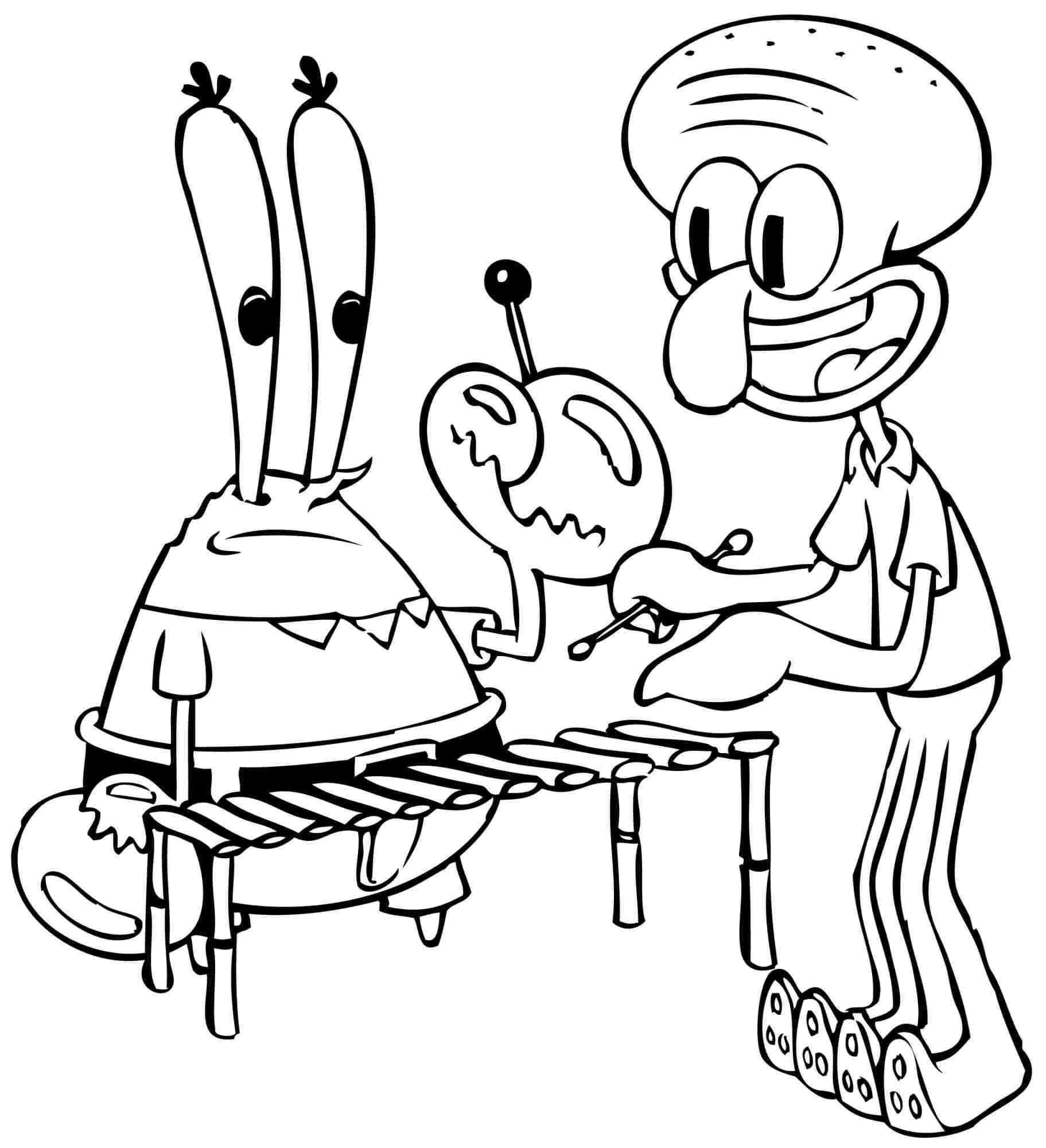 1823x2000 Squidward Coloring Pages