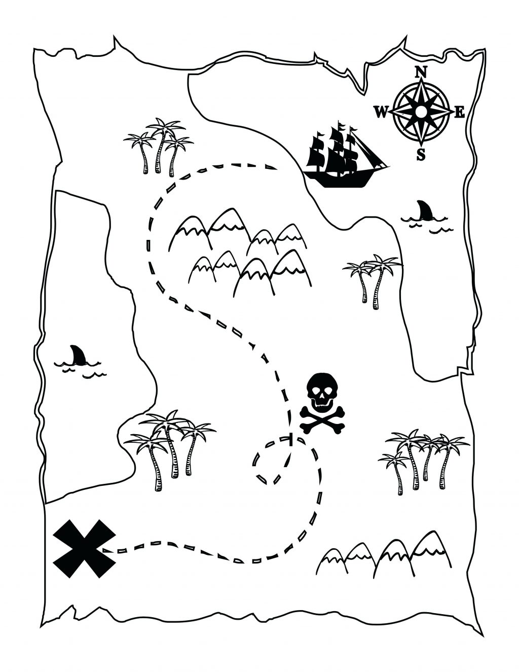 1024x1325 Coloring Page Texas Flag Coloring Page Free Printable Pirate Map