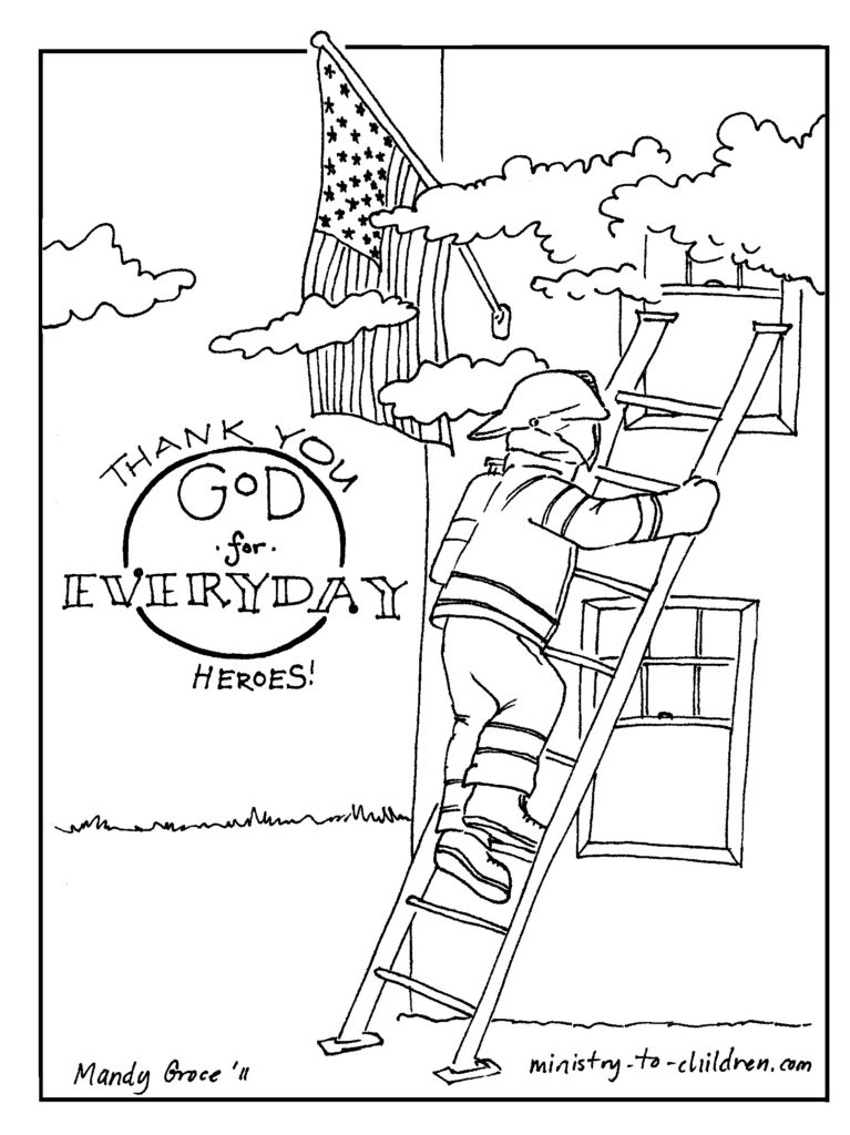 767x1024 Firefighter Coloring Page