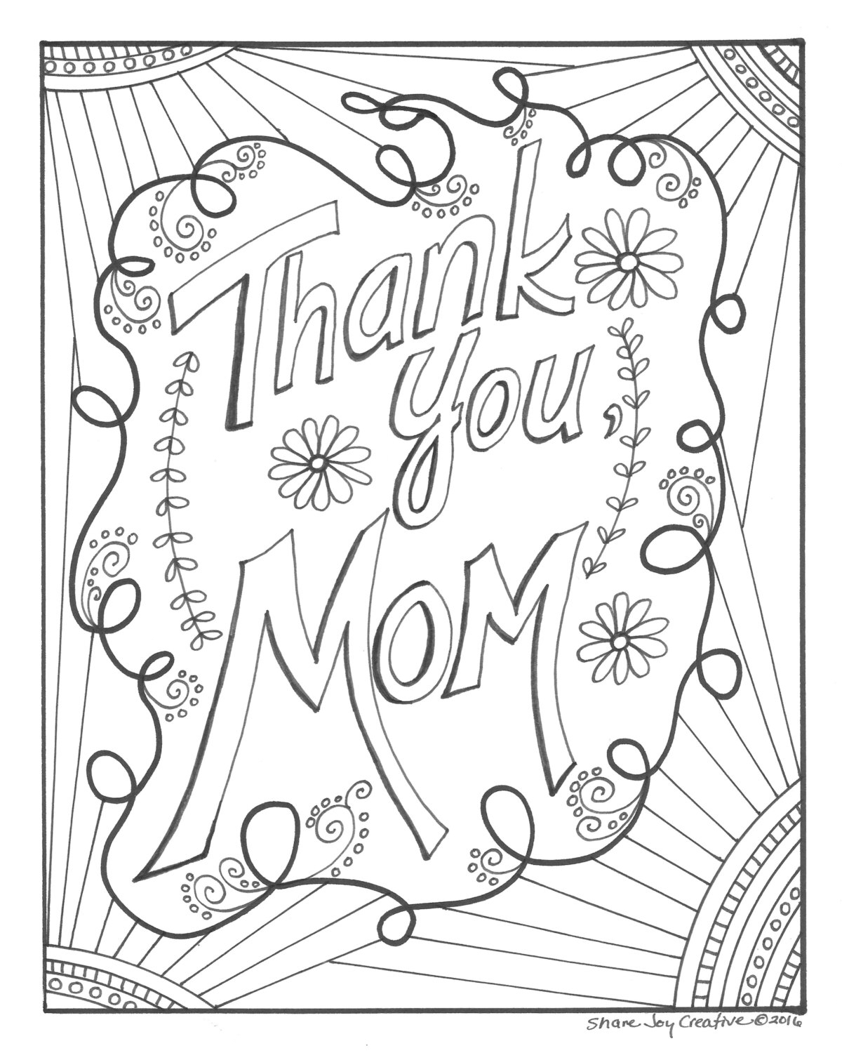 1200x1500 Thank You, Mom! Coloring Page Etsy, Rubber Stamping And Adult