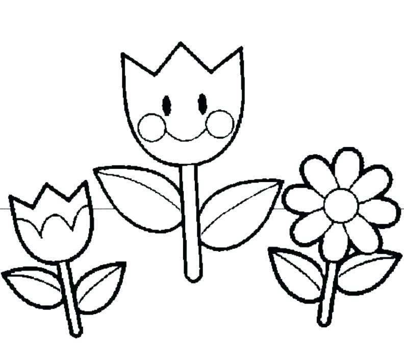 792x708 Easy Coloring Pages For Preschoolers Drawings Of Spring Flowers