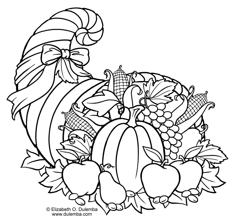 1000x943 Thanksgiving Cornucopia Coloring Pages