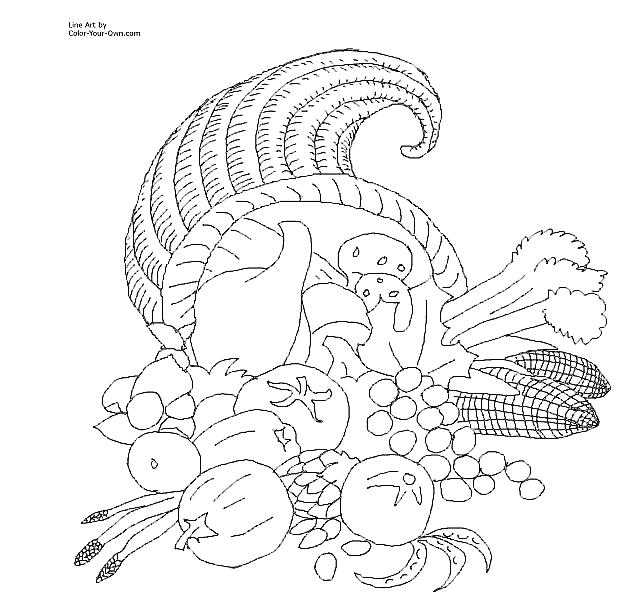 621x600 Cornucopia Coloring Page