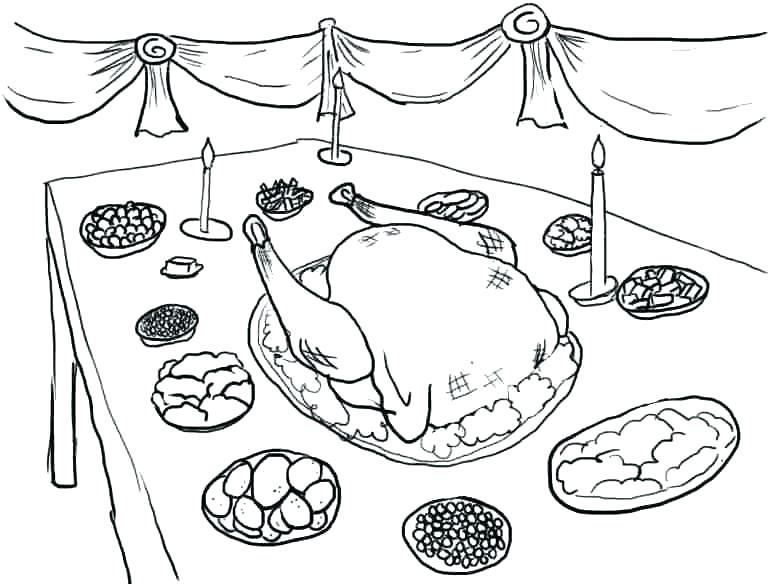 773x584 Thanksgiving Feast Coloring Pages Thanksgiving Dinner Coloring