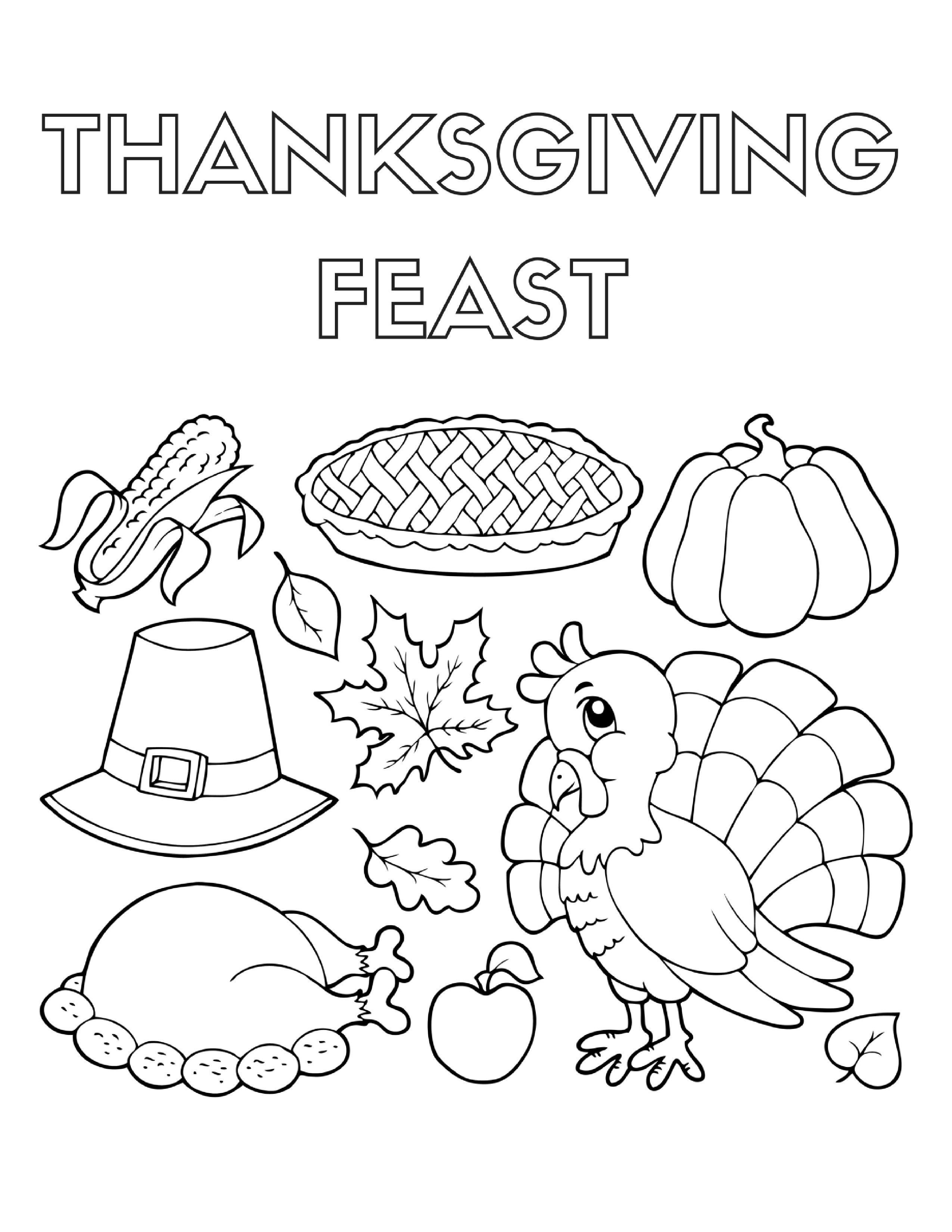 2550x3300 Thanksgiving Feast Coloring Page Mosm