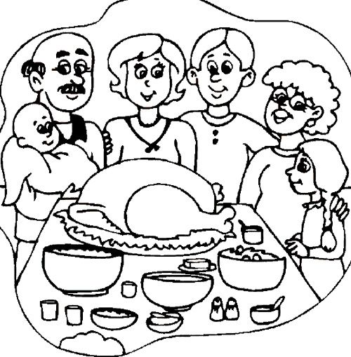 500x509 The Big Family Thanksgiving Dinner Coloring Page Thanksgiving