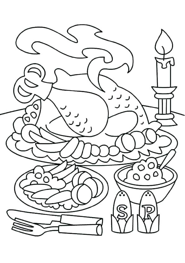 595x842 Coloring Pages Of Thanksgiving Dinner Thanksgiving Feast Coloring