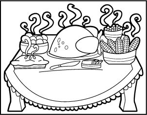 302x235 Thanksgiving Dinner Coloring Pages