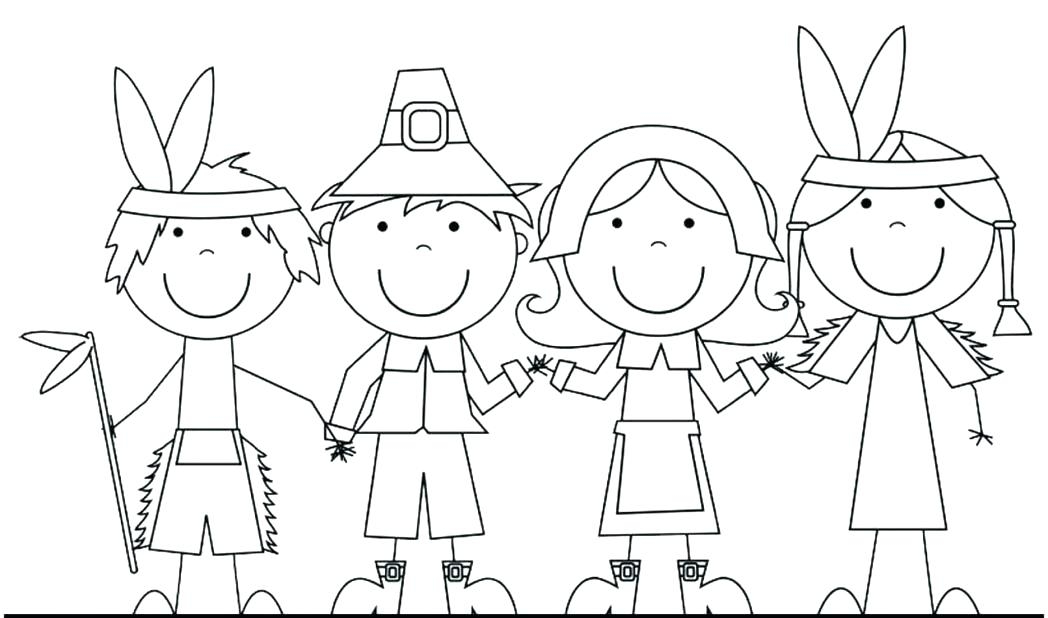 1048x618 Pilgrim And Indian Coloring Pages Thanksgiving Diy Coloring Page
