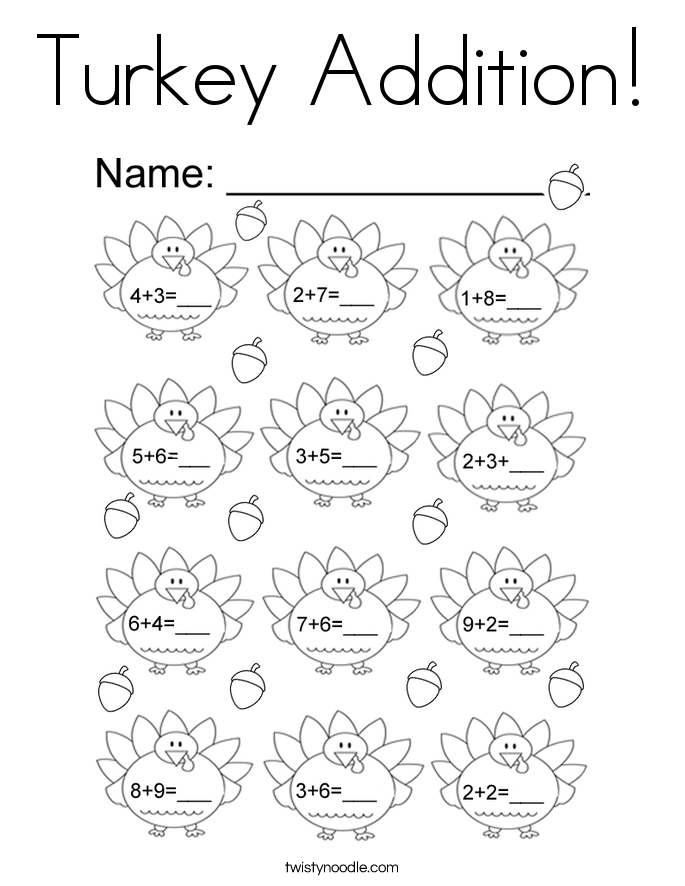 685x886 Turkey Math Coloring Sheets