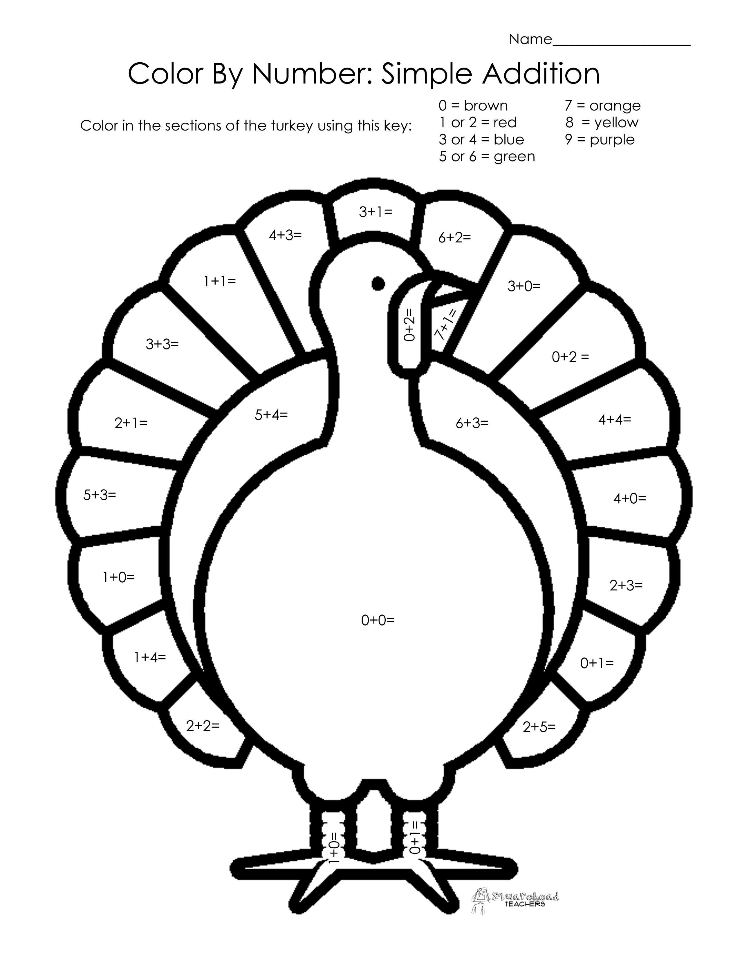 2550x3300 Addition Color Sheets To Enjoy This Thanksgiving Math Worksheet