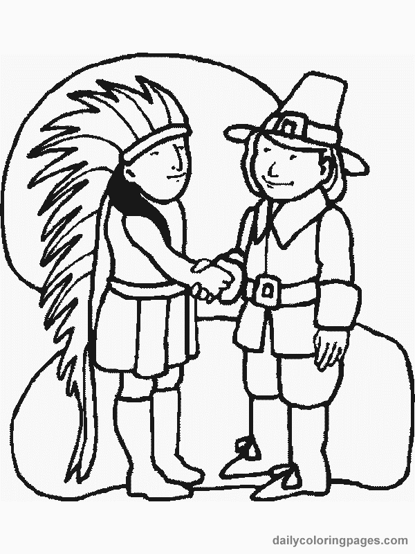 600x800 Native American Pilgrim Coloring Page Thanksgiving
