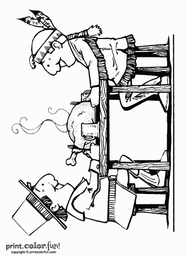 363x500 Thanksgiving Dinner Table Coloring Page