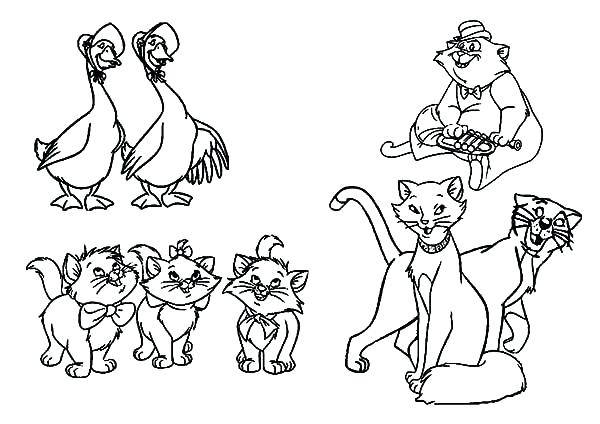 600x424 The Aristocats Coloring Pages Famous Characters Of The Coloring