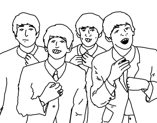600x471 The Beatles Singing Together Coloring Pages Batch Coloring