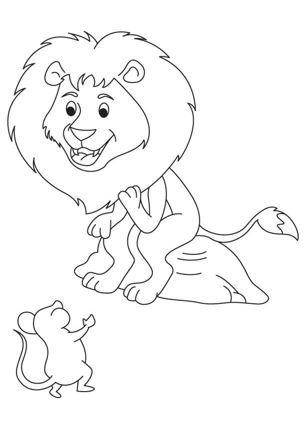 613x860 Happy Lion With Mouse Coloring Page Coloring Pages