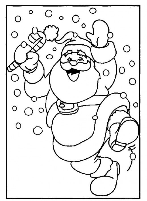 518x707 Santa Claus Feels Exciting On Christmas Snowy Day Coloring Pages