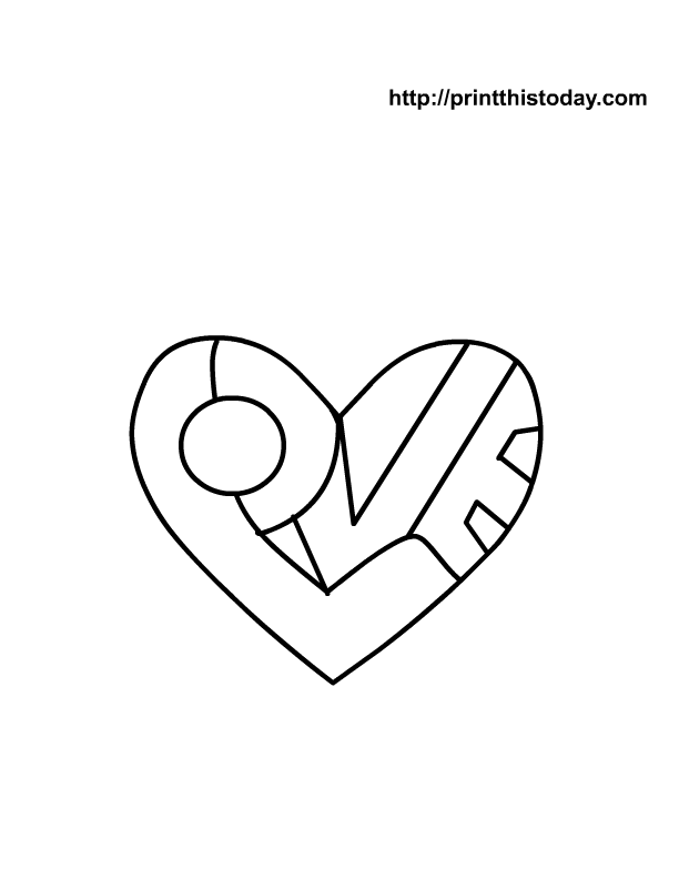 612x792 Heart To Color Free Printable Heart Coloring Page With I Love