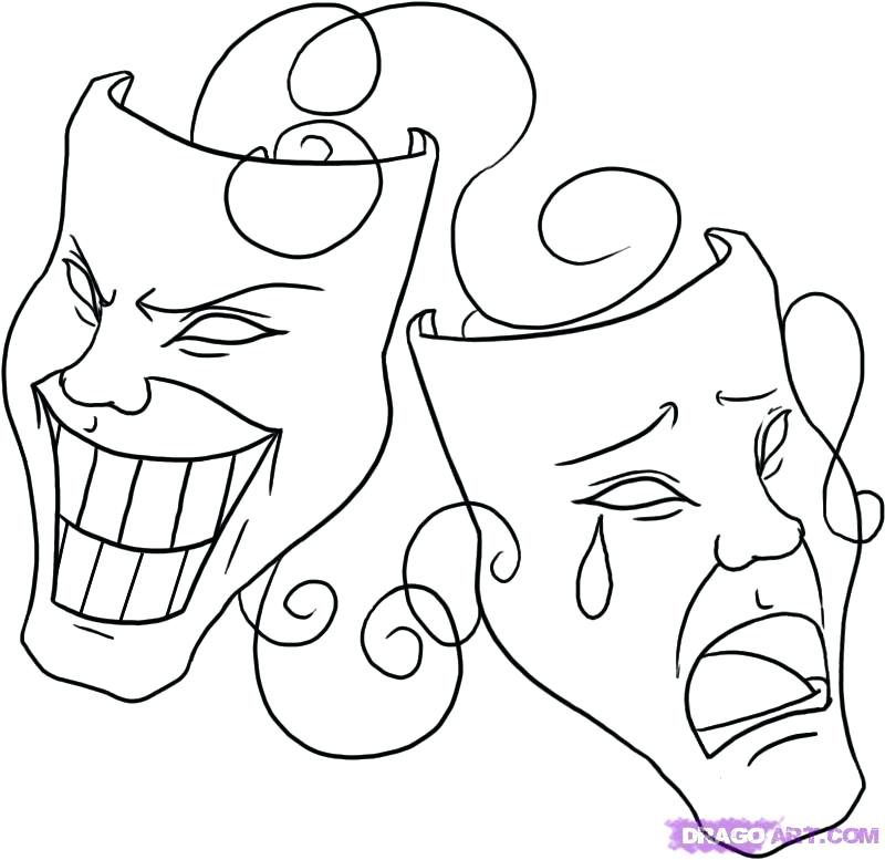 800x777 Drama Mask Coloring Pages