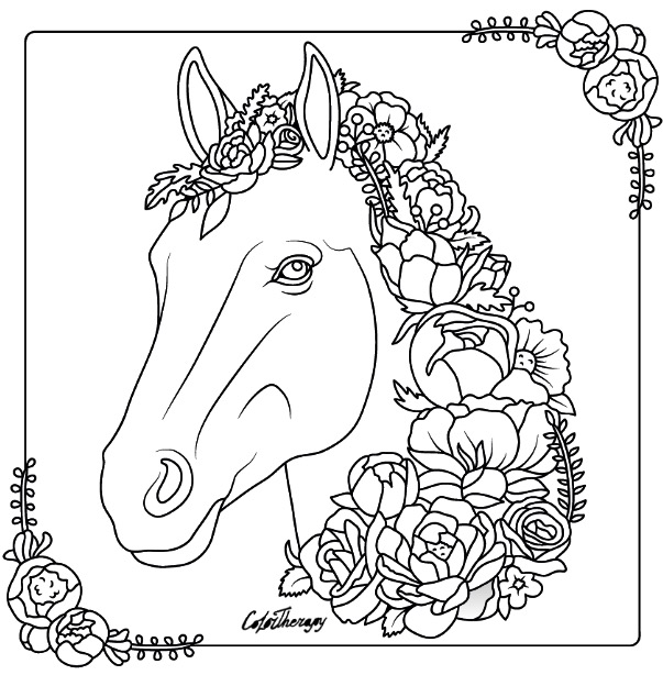 603x614 Horse Colouring Page Color Therapy App Is Fun And Relaxing! Try