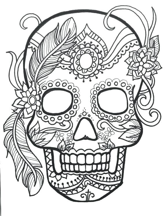 570x744 Skulls Coloring Pages Sugar Skull Day Of The Dead Original Art