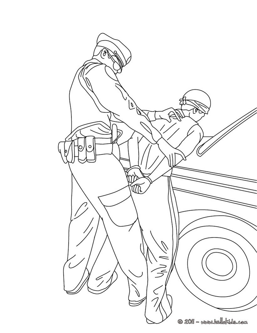 820x1060 Policeman Arresting A Thief Coloring Pages
