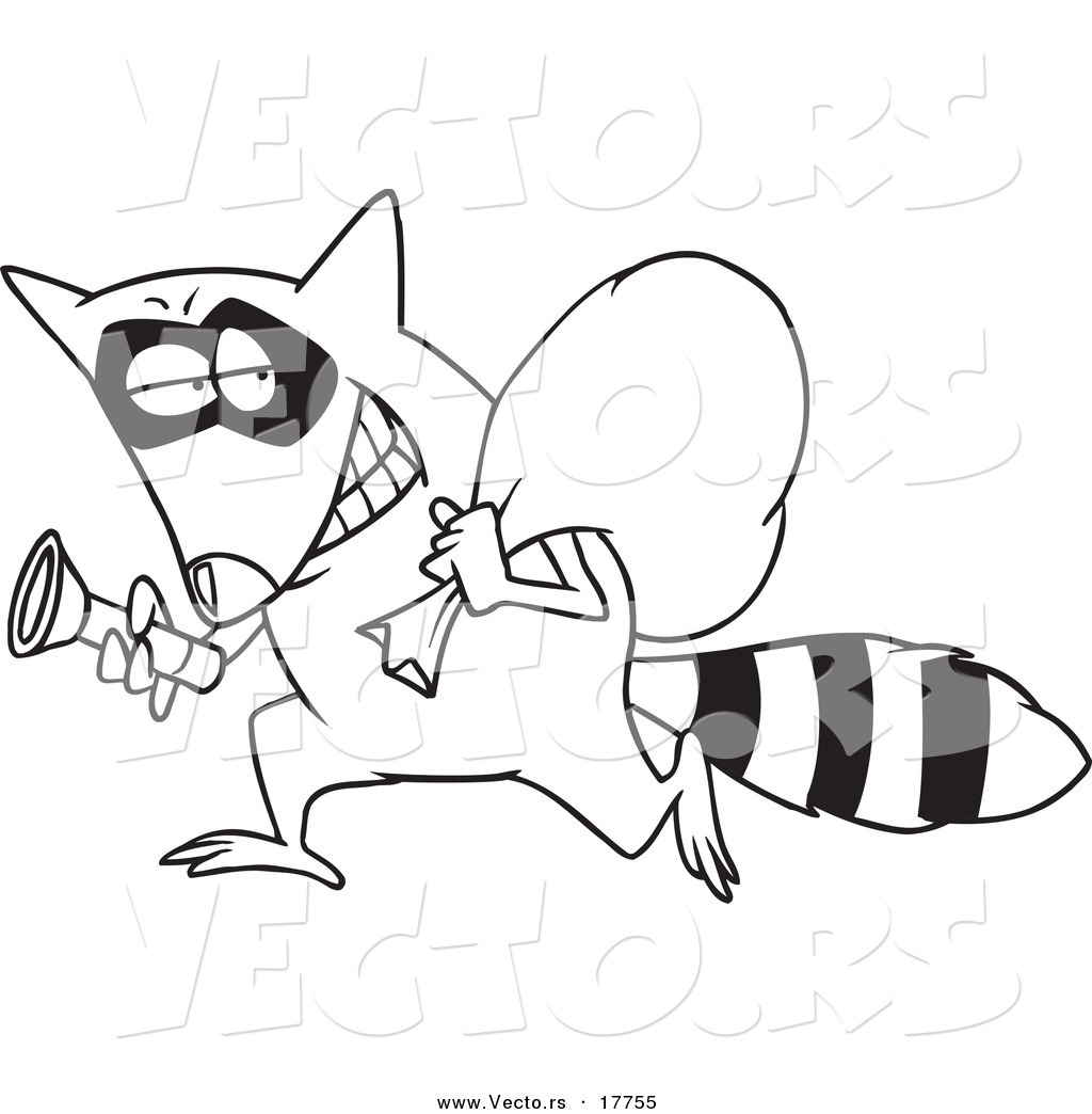 1024x1044 Vector Of A Cartoon Raccoon Thief