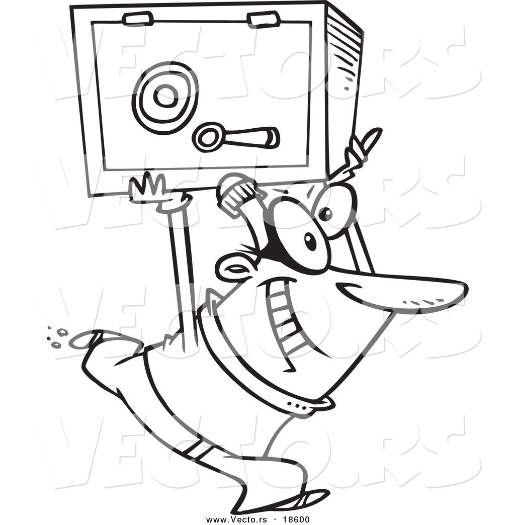1024x1044 Vector Of A Cartoon Robber Heisting A Safe