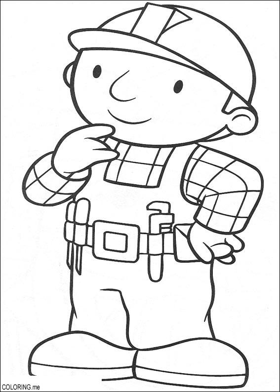 567x794 Coloring Page Bob The Builder Think