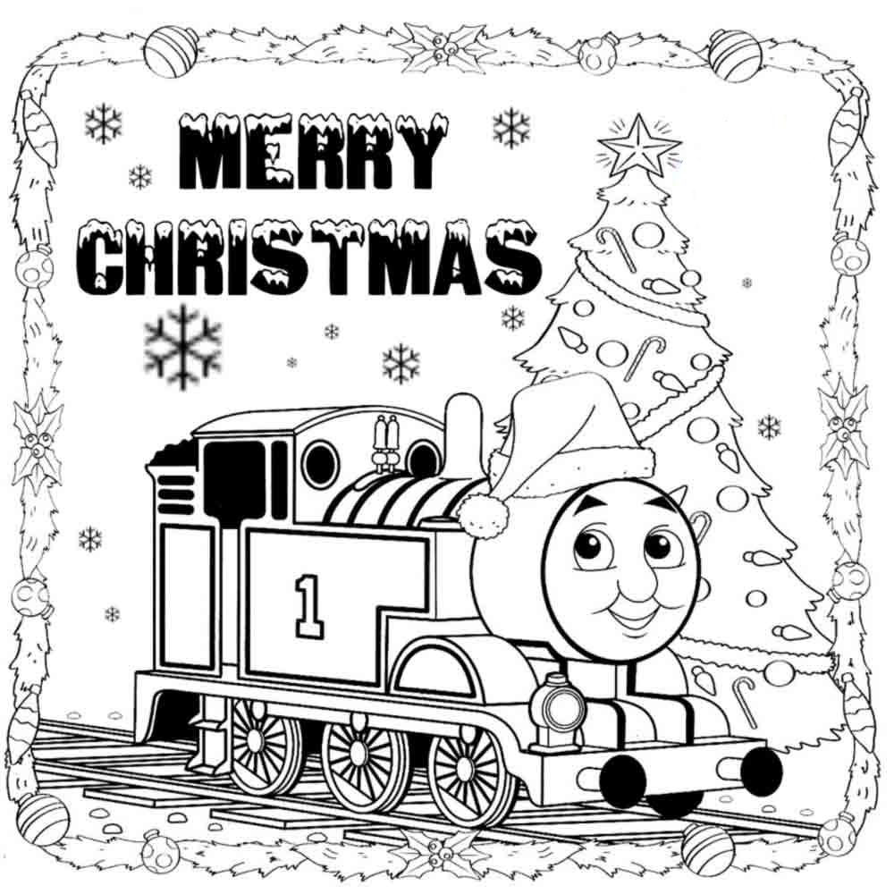 1000x1000 Thomas The Train Coloring Pages For Christmas