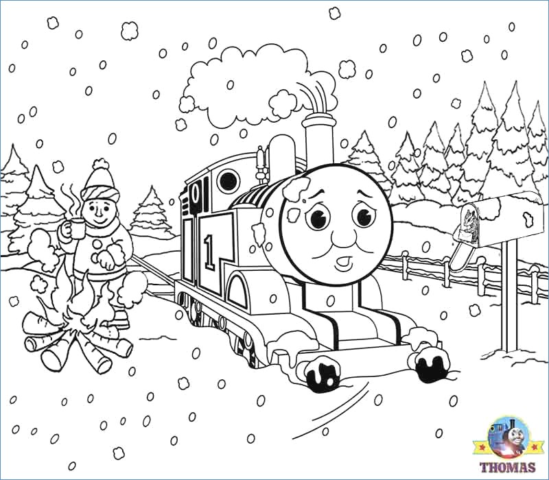 800x700 Thomas On Snow Christmas Coloring Pages