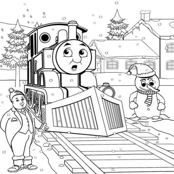 600x600 Thomas The Train And Friends On Winter Coloring Pages