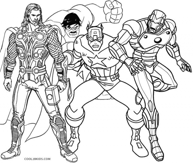 800x675 Thor With Hulk Captain America And Ironman Coloring Pages