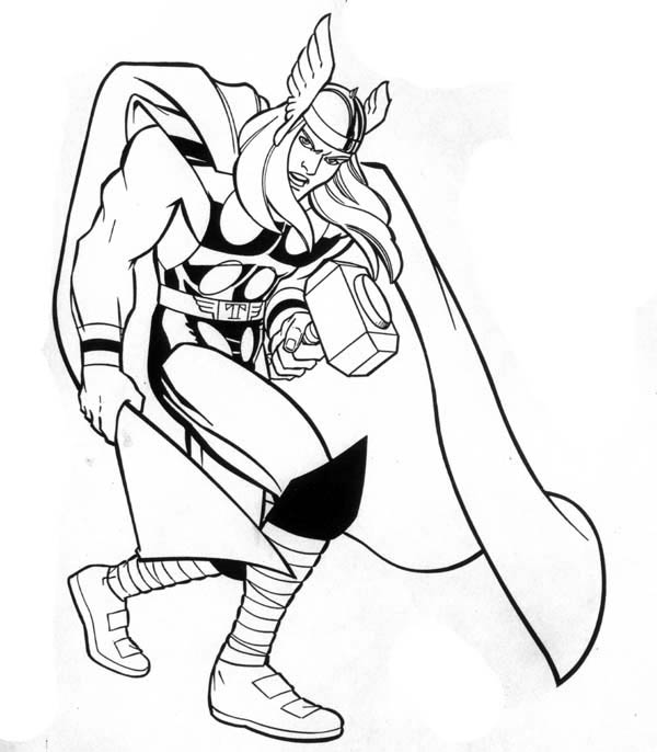 600x686 Marvel Hero Thor Coloring Page