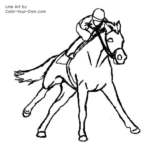 500x500 Galloping Racehorse Coloring Page