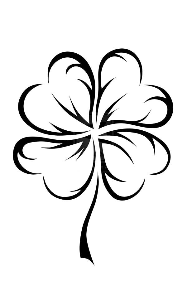 600x901 An Art Graphic Of Four Leaf Clover Coloring Page