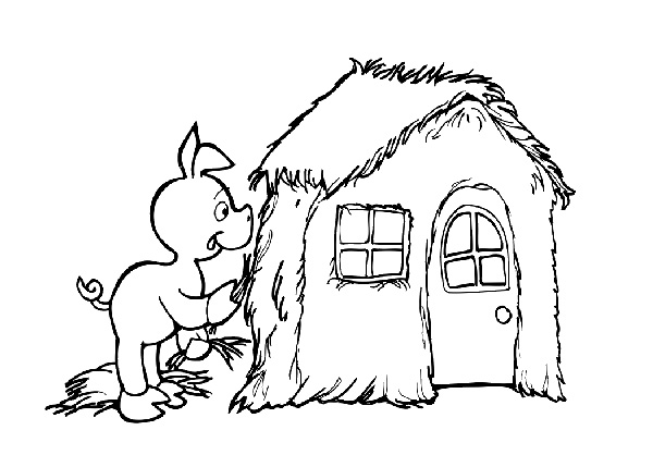 600x429 Three Little Pigs House Coloring Page