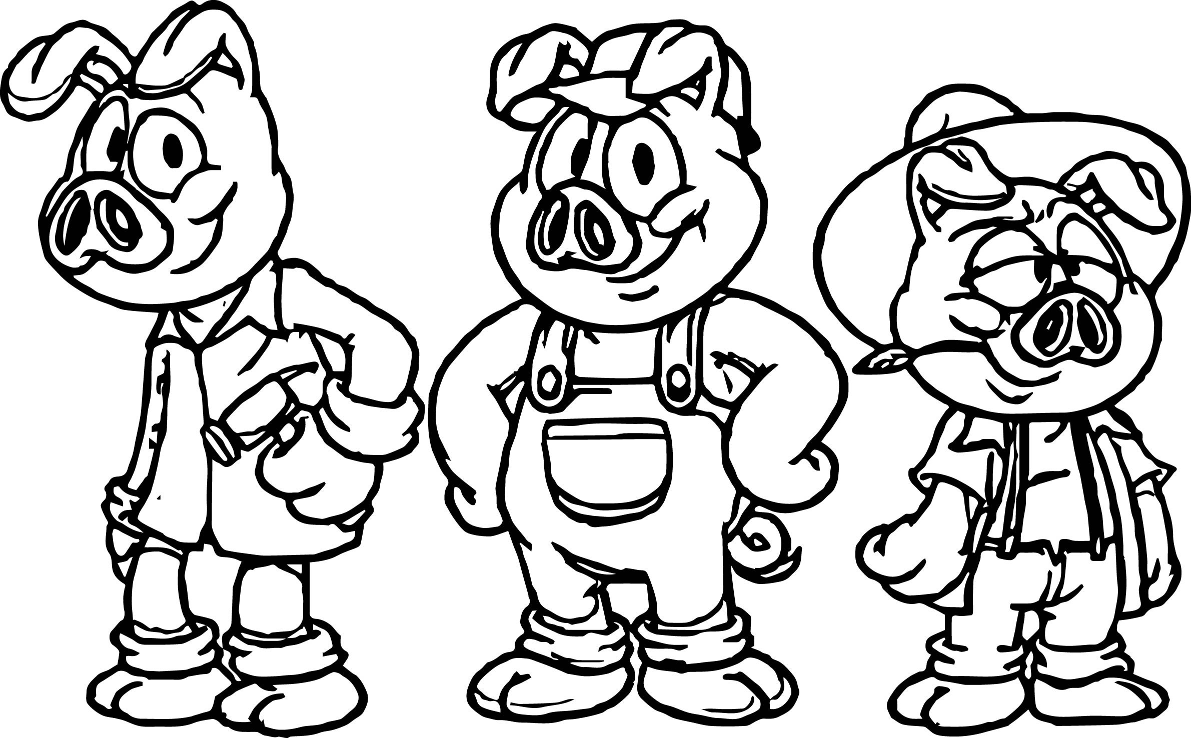 2381x1476 Three Little Pigs Houses Colouring Pages Free Draw To Color