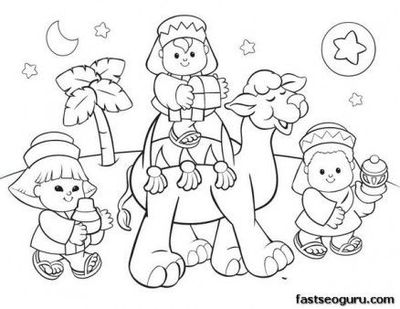 400x309 Free Printable Coloring Christmas Picture Of Wise Men Fargel